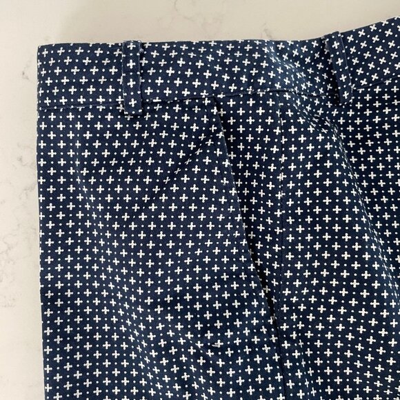 Izod Athletic Cotton Spandex 6.5" Sporty Golf Print Pattern Shorts Navy+Wht Sz 8 - Picture 3 of 11